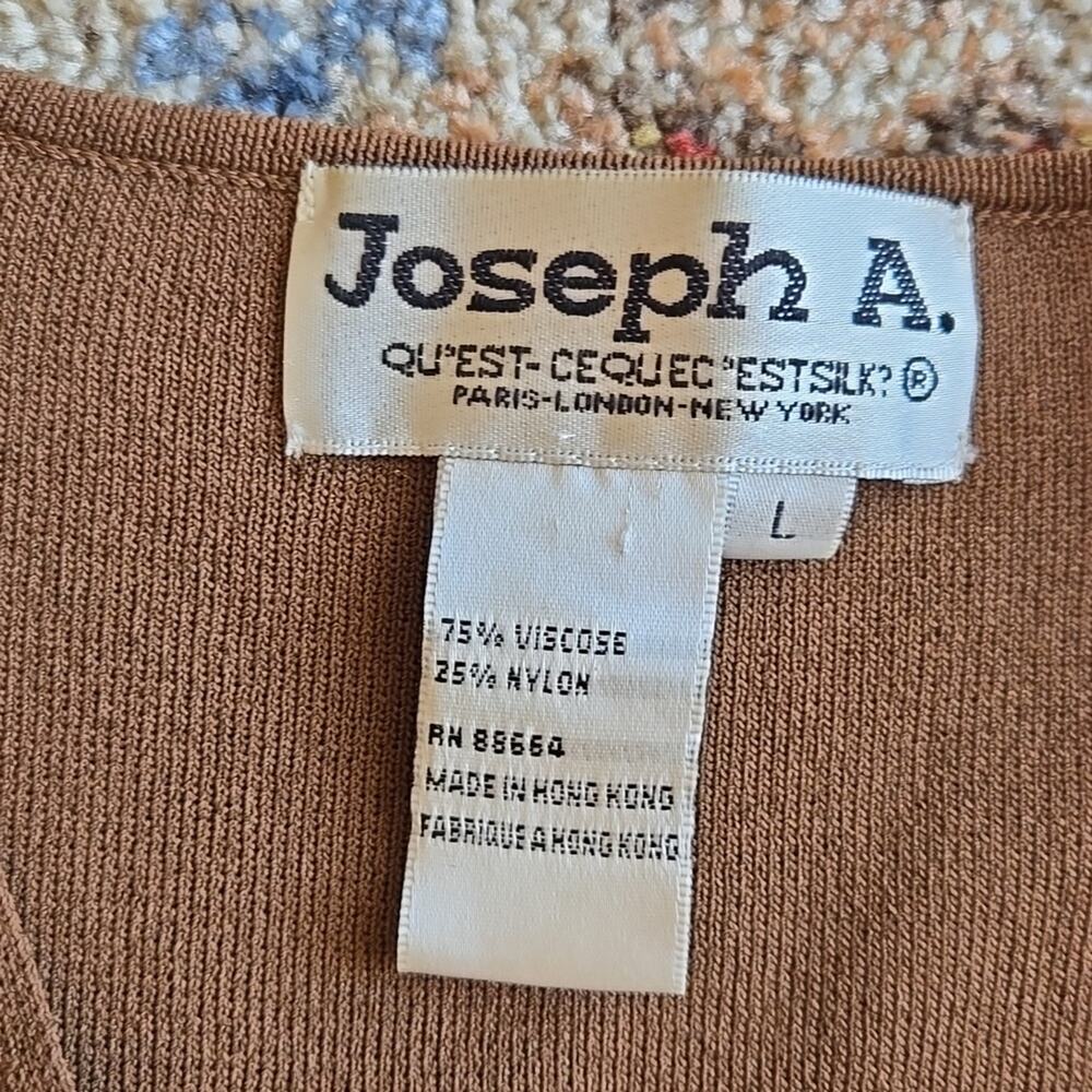 Chocolate brown knit sweater w crochet sleeves lightly beaded large - Picture 4 of 4